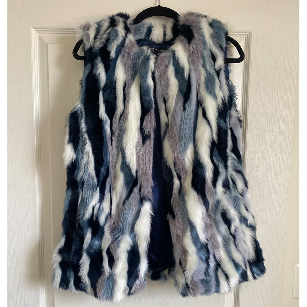 Macys INC Faux Fur Patchwork Vest Medium